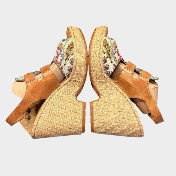 NWT BORN Brewster Platform Wedge Sandal Tapestry Leather Jute Heel Size 10 M - Picture 6 of 10